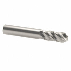 Accupro - 12mm Diam, 25mm LOC, 4 Flute Solid Carbide Ball End Mill - Uncoated, Single End, 76mm OAL, 12mm Shank Diam, Spiral Flute - Eagle Tool & Supply