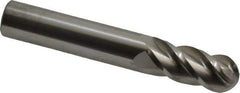 Accupro - 14mm Diam, 32mm LOC, 4 Flute Solid Carbide Ball End Mill - Uncoated, Single End, 89mm OAL, 14mm Shank Diam, Spiral Flute - Eagle Tool & Supply