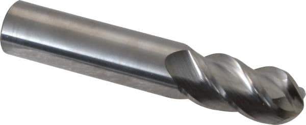 Accupro - 16mm Diam, 32mm LOC, 4 Flute Solid Carbide Ball End Mill - Uncoated, Single End, 89mm OAL, 16mm Shank Diam, Spiral Flute - Eagle Tool & Supply