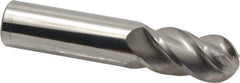Accupro - 20mm Diam, 38mm LOC, 4 Flute Solid Carbide Ball End Mill - Uncoated, Single End, 100mm OAL, 20mm Shank Diam, Spiral Flute - Eagle Tool & Supply
