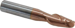 Accupro - 14mm Diam, 32mm LOC, 2 Flute Solid Carbide Ball End Mill - TiCN Finish, Single End, 89mm OAL, 14mm Shank Diam, Spiral Flute - Eagle Tool & Supply