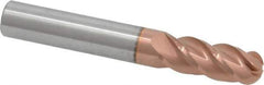 Accupro - 10mm Diam, 25mm LOC, 4 Flute Solid Carbide Ball End Mill - TiCN Finish, Single End, 70mm OAL, 10mm Shank Diam, Spiral Flute - Eagle Tool & Supply