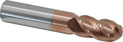 Accupro - 16mm Diam, 32mm LOC, 4 Flute Solid Carbide Ball End Mill - TiCN Finish, Single End, 89mm OAL, 16mm Shank Diam, Spiral Flute - Eagle Tool & Supply