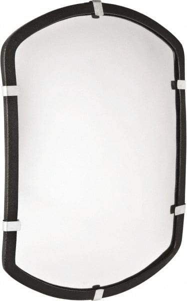 PRO-SAFE - Indoor Rectangular Convex Safety, Traffic & Inspection Mirrors - Acrylic Lens, Laminated Hardboard Backing, 20" High, 28' Max Covered Distance - Eagle Tool & Supply