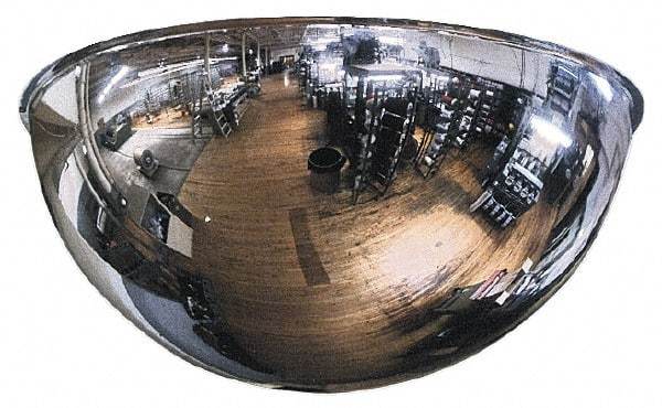PRO-SAFE - Indoor Full Dome Dome Safety, Traffic & Inspection Mirrors - Polycarbonate Lens, 36" Diam, 38' Max Covered Distance - Eagle Tool & Supply