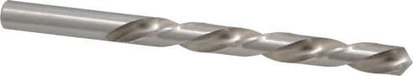 Made in USA - 3/8" 118° High Speed Steel Jobber Drill - Bright Finish, Left Hand Cut, Spiral Flute, Straight Shank, 5" OAL, Standard Point - Eagle Tool & Supply
