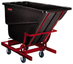 Rubbermaid - 750 Lb Load Capacity, 1/2 Cu Yd, Polyethylene Self-Dumping Hopper - 26-1/4" Wide x 55" Long x 47-3/4" High, Black - Eagle Tool & Supply