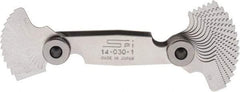 SPI - 28 Leaf, 1/4 to 2.5mm Pitch Range, Steel Screw Pitch Gage - 60° Thread Angle - Eagle Tool & Supply