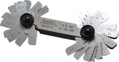 SPI - 30 Leaf, 6 to 60 TPI Range, Steel Screw Pitch Gage - 60° Thread Angle - Eagle Tool & Supply