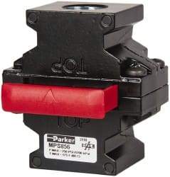 Parker - 1/2" NPT Safety Lockout Valve - 3-Way, 3 Position, Slide Valve, 15.7 CV Rate, 250 Max psi & 175°F Max Temp - Eagle Tool & Supply