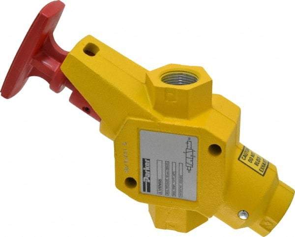 Parker - 3/4" NPT Safety Lockout Valve - 3-Way, 2 Position, Handle, 9.5 CV Rate, 250 Max psi & 160°F Max Temp - Eagle Tool & Supply