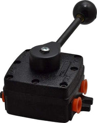 Parker - 3/8" NPT Mechanically Operated Air Valve - 4-Way, 3 Position, Hand Throttle-Manual Return, 3 CV Rate, 150 Max psi & 160°F Max Temp - Eagle Tool & Supply