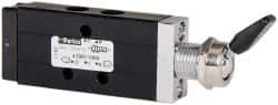 Parker - 1/8" NPT Mechanically Operated Air Valve - 4-Way, 2 Position, Toggle, 0.2 CV Rate, 150 Max psi & 175°F Max Temp - Eagle Tool & Supply