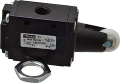 Parker - 0.83 CV Rate, 1/4" NPT Inlet HD Mechanical Oper Valve - 3 Way, 2 Position NC, 1/4" NPT Outlet, 150 Max psi, Roller Spring Return - Eagle Tool & Supply