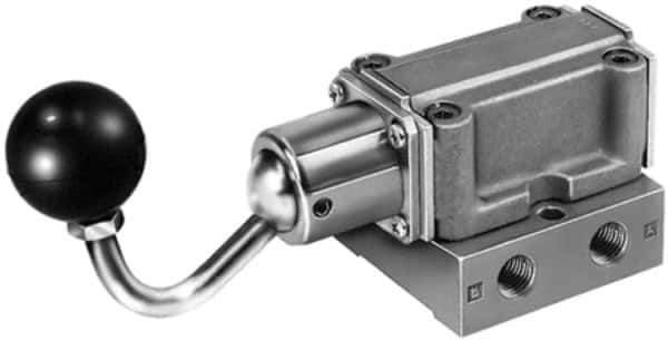 Parker - 3/8" NPT Mechanically Operated Air Valve - 4-Way, 3 Position, Hand Toggle-Locking, 1.5 CV Rate, 150 Max psi & 160°F Max Temp - Eagle Tool & Supply