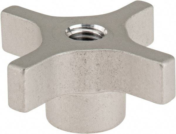 Gibraltar - 63.5mm Head Diam, 4 Point Lobed Knob - M12x1.75 Hole, Aluminum - Eagle Tool & Supply