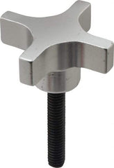 Gibraltar - 2" Head Diam, 4 Point Lobed Knob - 5/16-18 Stem, Aluminum - Eagle Tool & Supply