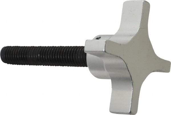 Gibraltar - 2-1/2" Head Diam, 4 Point Lobed Knob - 1/2-13 Stem, Aluminum - Eagle Tool & Supply