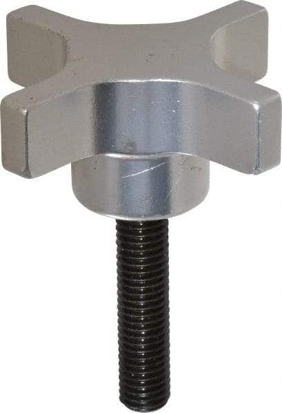 Gibraltar - 63.5mm Head Diam, 4 Point Lobed Knob - M10x1.5 Stem, Aluminum - Eagle Tool & Supply