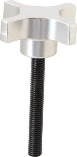 Gibraltar - 63.5mm Head Diam, 4 Point Lobed Knob - M10x1.5 Stem, Aluminum - Eagle Tool & Supply