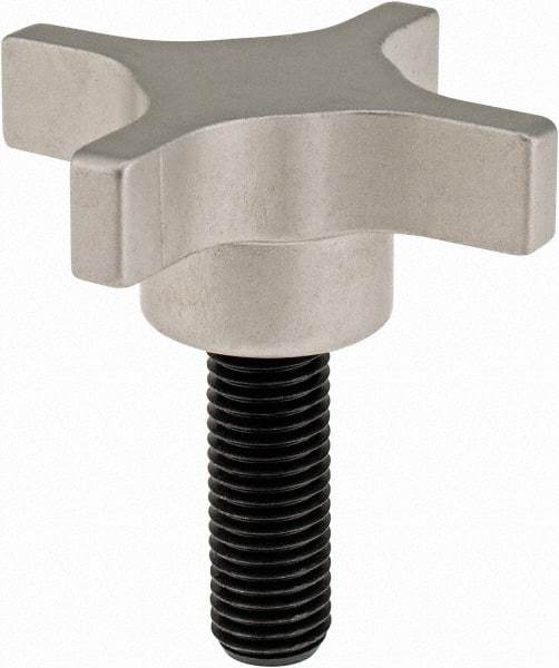 Gibraltar - 76.2mm Head Diam, 4 Point Lobed Knob - M16x2 Stem, Aluminum - Eagle Tool & Supply