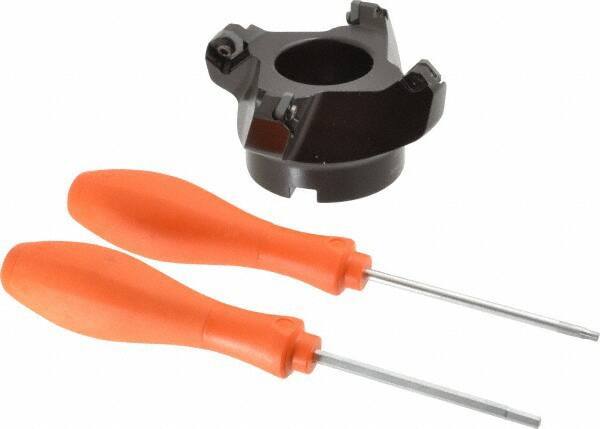 Kennametal - 80.01mm Cut Diam, 1" Arbor Hole, 6.6mm Max Depth of Cut, 45° Indexable Chamfer & Angle Face Mill - 4 Inserts, SEKT 1404... Insert, Right Hand Cut, 4 Flutes, Series KSSM - Eagle Tool & Supply