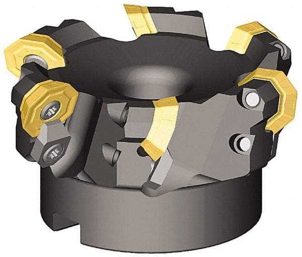 Kennametal - 5" Cut Diam, 1" Arbor Hole, 3.5mm Max Depth of Cut, 43° Indexable Chamfer & Angle Face Mill - 8 Inserts, OF.T 06L5... Insert, Right Hand Cut, 8 Flutes, Series KSOM Mini - Eagle Tool & Supply