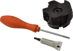 Kennametal - 5 Inserts, 3" Cut Diam, 1" Arbor Diam, 18.03mm Max Depth of Cut, Indexable Square-Shoulder Face Mill - 0/90° Lead Angle, 1-3/4" High, EC18.., EP18.. Insert Compatibility, Through Coolant, Series Mill 1-18 - Eagle Tool & Supply