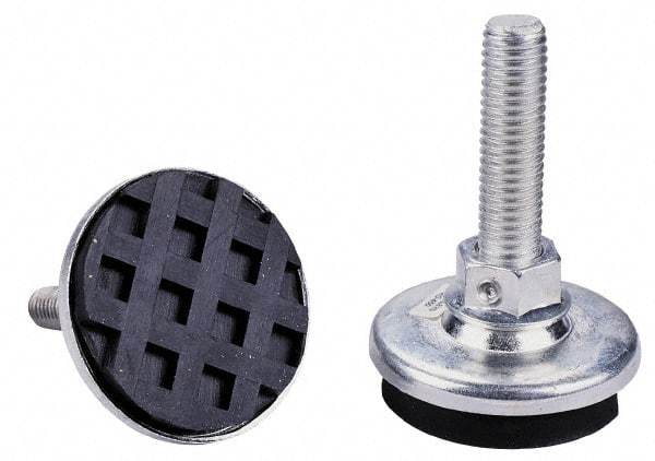 Tech Products - 3/8-16 Bolt Thread, Studded Pivotal Stud Mount Leveling Pad & Mount - 75 Max Lb Capacity, 2-1/8" Base Diam, 1-1/2" Thread Length - Eagle Tool & Supply