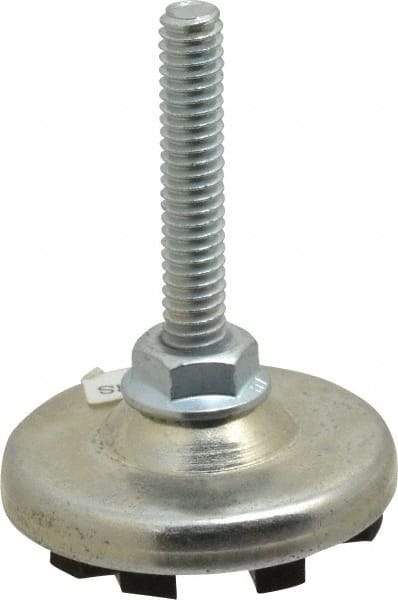 Tech Products - 1/4-20 Bolt Thread, Studded Pivotal Stud Mount Leveling Pad & Mount - 75 Max Lb Capacity, 1-1/2" Base Diam, 1-1/4" Thread Length - Eagle Tool & Supply
