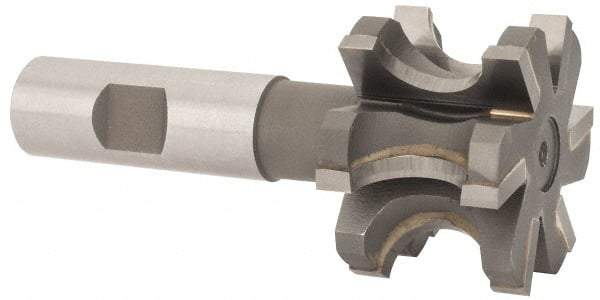 Whitney Tool Co. - 3/8" Radius, 3/4" Circle Diam, 1-7/8" Cutter Diam, 1-1/4" Cutting Width, Shank Connection, Concave Radius Cutter - 3/4" Shank Diam, 4" OAL, Carbide-Tipped, Uncoated, Profile Ground, 6 Teeth, Weldon Flat - Eagle Tool & Supply