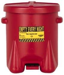 Eagle - 6 Gallon Capacity, Polyethylene Oily Waste Can - 13-1/2 Inch Long x 16-1/2 Inch Wide/Diameter x 16 Inch High, Red, Foot Operated, Approved FM - Eagle Tool & Supply