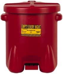 Eagle - 14 Gallon Capacity, Polyethylene Oily Waste Can - 18 Inch Long x 22 Inch Wide/Diameter x 21 Inch High, Red, Foot Operated, Approved FM - Eagle Tool & Supply