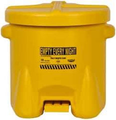 Eagle - 10 Gallon Capacity, Polyethylene Oily Waste Can - 18 Inch Long x 22 Inch Wide/Diameter x 18 Inch High, Yellow, Foot Operated, Approved FM - Eagle Tool & Supply