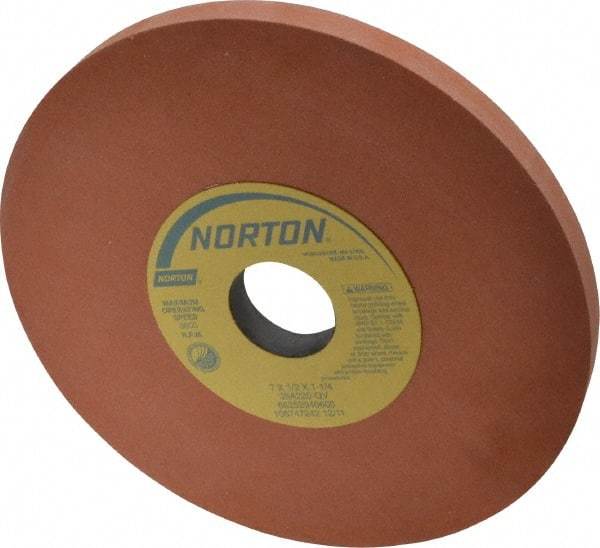 Norton - 7" Diam x 1-1/4" Hole x 1/2" Thick, Q Hardness, 220 Grit Surface Grinding Wheel - Aluminum Oxide, Type 1, Very Fine Grade, 3,600 Max RPM, Vitrified Bond, No Recess - Eagle Tool & Supply