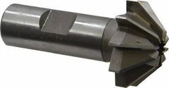 Made in USA - 1-1/4" Large x 1/2" Small Diam, 17/32" Width of Cut, 90° Included Angle, 10 Teeth, High Speed Steel Face Angle Cutter - 5/8" Shank Diam, 2-13/32" Overall Length, Weldon Flat - Eagle Tool & Supply