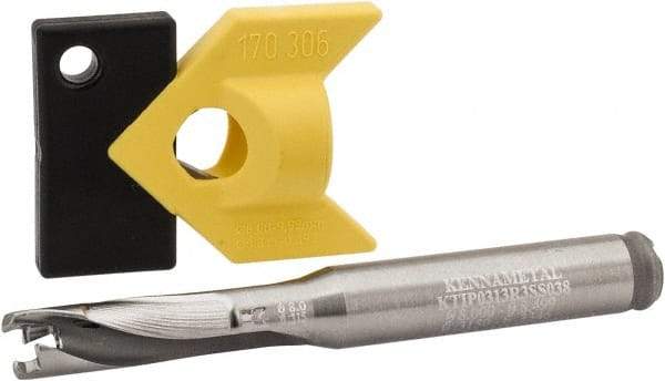 Kennametal - 7.94 to 8.49mm Diam, 3xD, 25.4mm Max Depth, 3/8" Shank Diam, 32.77mm Flute, 79.38mm OAL, Replaceable Tip Drill - KTIP03125HP Insert, F Seat Size, Series KenTIP - Eagle Tool & Supply