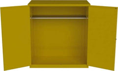 Jamco - 59" Wide x 34" Deep x 65" High, Steel Vertical Drum Cabinet with 3 Point Key Lock - Yellow, Manual Closing Door, 2 Shelves, 2 Drums - Eagle Tool & Supply