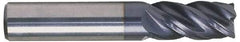 Kennametal - 1", 1-1/2" LOC, 1" Shank Diam, 4" OAL, 4 Flute, Solid Carbide Square End Mill - Single End, TiAlN/TiN/TiAlN Finish, Spiral Flute, 38° Helix, Centercutting, Right Hand Cut, Right Hand Flute, Series HPHV - Eagle Tool & Supply
