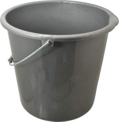 PRO-SOURCE - 10 Qt, Plastic Round Gray Single Pail with Pour Spout - Handle Included - Eagle Tool & Supply