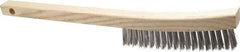 Made in USA - 3 Rows x 19 Columns Wire Scratch Brush - 6-1/4" Brush Length, 13-3/4" OAL, 1-1/8" Trim Length, Wood Toothbrush Handle - Eagle Tool & Supply