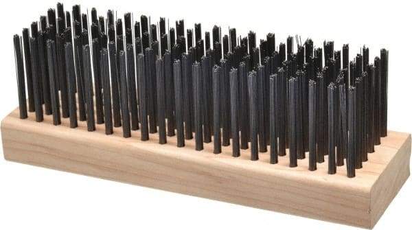 Made in USA - 6 Rows x 19 Columns Wire Scratch Brush - 7" OAL, 1-3/4" Trim Length, Wood Straight Handle - Eagle Tool & Supply
