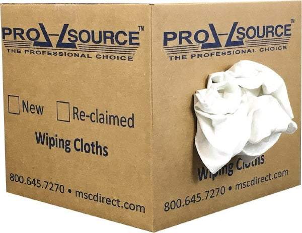 PRO-SOURCE - Virgin Cotton T-Shirt Rag - Lint-Free, White, 3 to 4 Pieces per Lb, Comes in Box - Eagle Tool & Supply