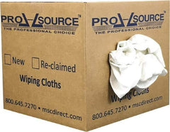 PRO-SOURCE - Virgin Cotton T-Shirt Rag - Lint-Free, White, 3 to 4 Pieces per Lb, Comes in Box - Eagle Tool & Supply