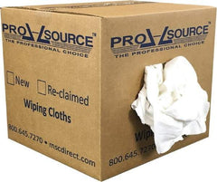 PRO-SOURCE - Reclaimed Cotton T-Shirt Rag - Low Lint, White, 3 to 4 Pieces per Lb, Comes in Box - Eagle Tool & Supply