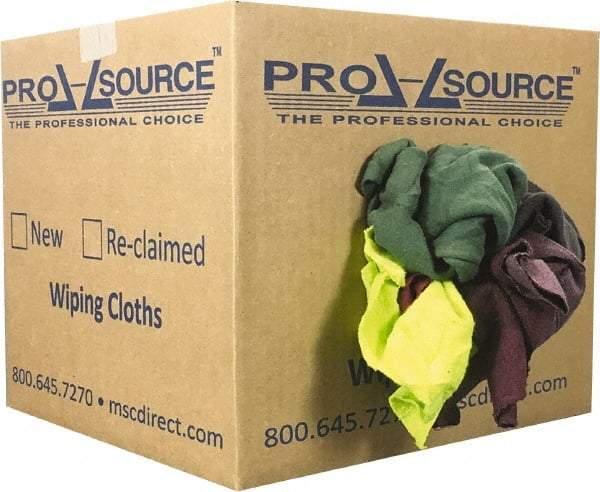 PRO-SOURCE - Reclaimed Rags - Assorted Colors, Fleece and Sweatshirt, Low Lint, Box - Eagle Tool & Supply