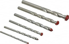 Made in USA - 1/4 to 3/4", 118° Point, Bright Finish, Carbide-Tipped Hammer Drill Bit Set - Eagle Tool & Supply