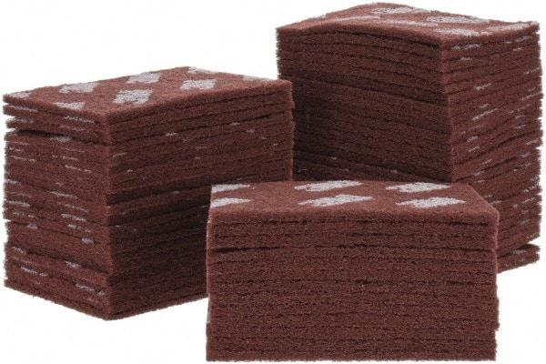 3M - Fine Grade, Aluminum Oxide Hand Pad - Brown, 6" Wide x 9" Long, Nonwoven - Eagle Tool & Supply