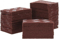 3M - Fine Grade, Aluminum Oxide Hand Pad - Brown, 6" Wide x 9" Long, Nonwoven - Eagle Tool & Supply
