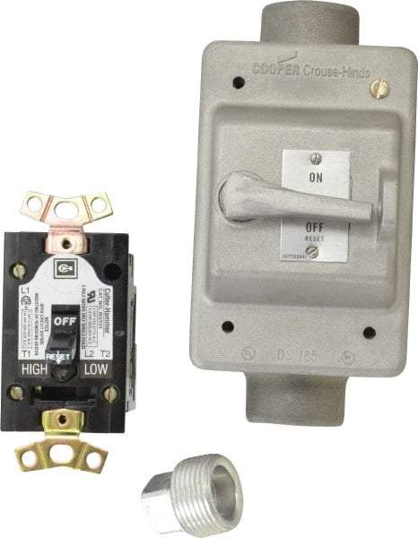 Eaton Cutler-Hammer - 1 Pole, 0.4 to 16 Amp, NEMA, Enclosed Toggle Manual Motor Starter - 60.5mm Wide x 50mm Deep x 105.7mm High, 1 hp at 120/240 V, 1 hp at 277 V, 1/4 hp at 120/240 V & 1/4 hp at 32 V, CSA Certified, NEMA 1, UL Listed - Eagle Tool & Supply